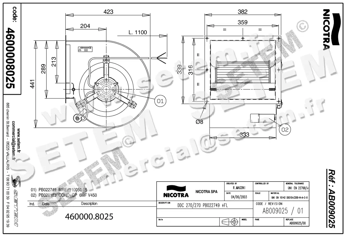 4624008025-VENTILATEUR NICOTRA GEBHARDT DDC270X270 184W 6P M230V 1V PB022749 +BR *AB009025* 2