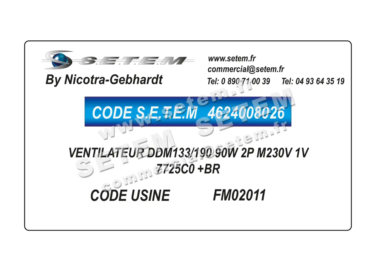 4624008026-VENTILATEUR NICOTRA GEBHARDT DDM133/190 90W 2P M230V 1V 7725C0 +BR *FM02011*
