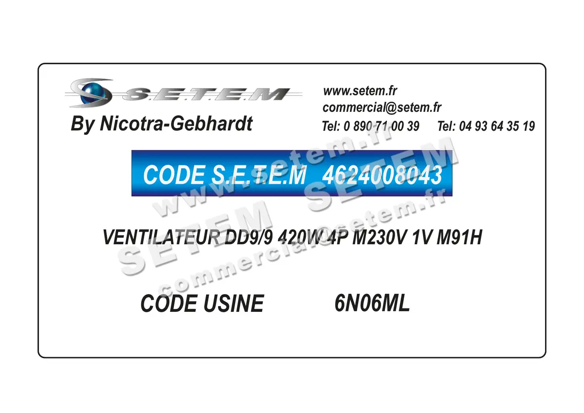 4624008043-VENTILATEUR NICOTRA GEBHARDT DD9/9 420W 4P M230V 1V M91H *6N06ML* 2