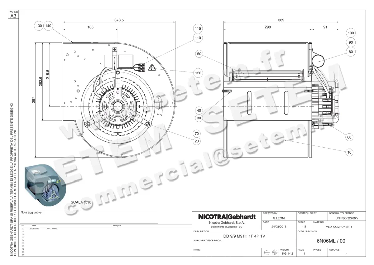 4624008043-VENTILATEUR NICOTRA GEBHARDT DD9/9 420W 4P M230V 1V M91H *6N06ML*