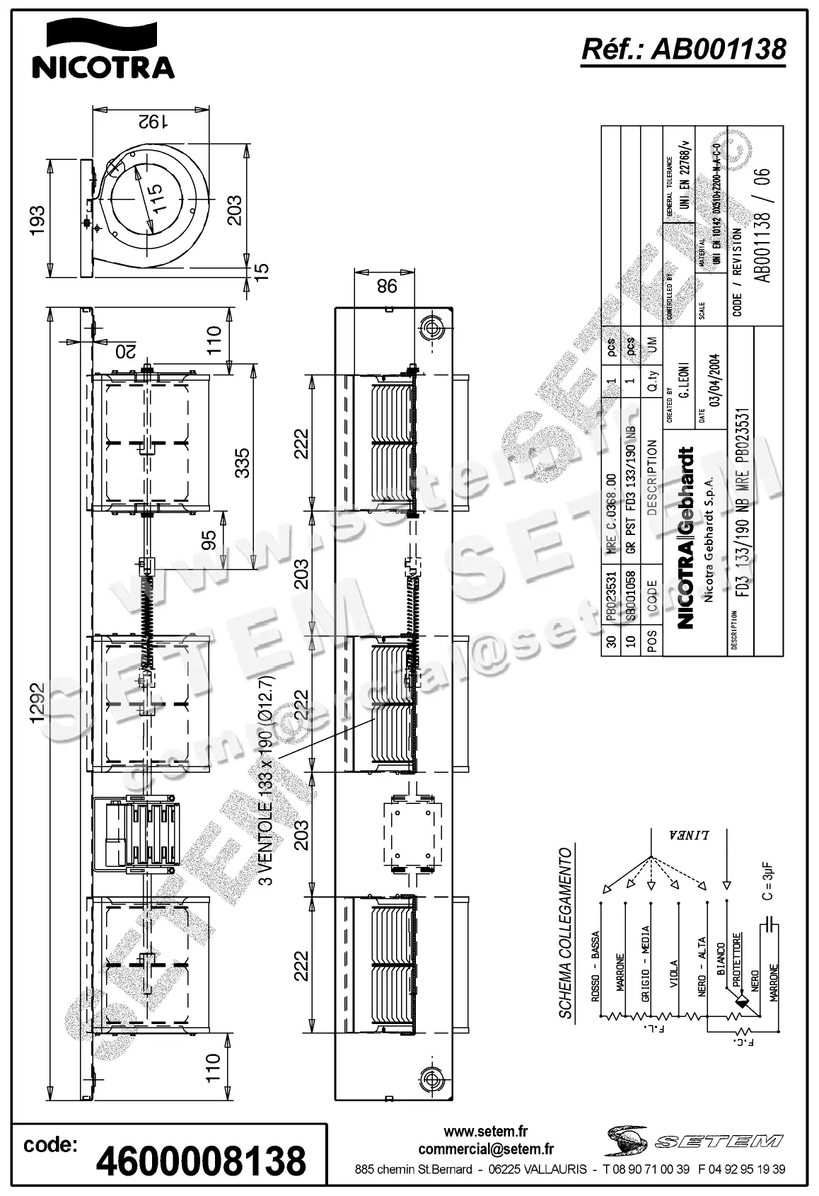 4624008138-GMV NICOTRA GEBHARDT FD3.133/190NB MRE PB023531 *AB001138* 2