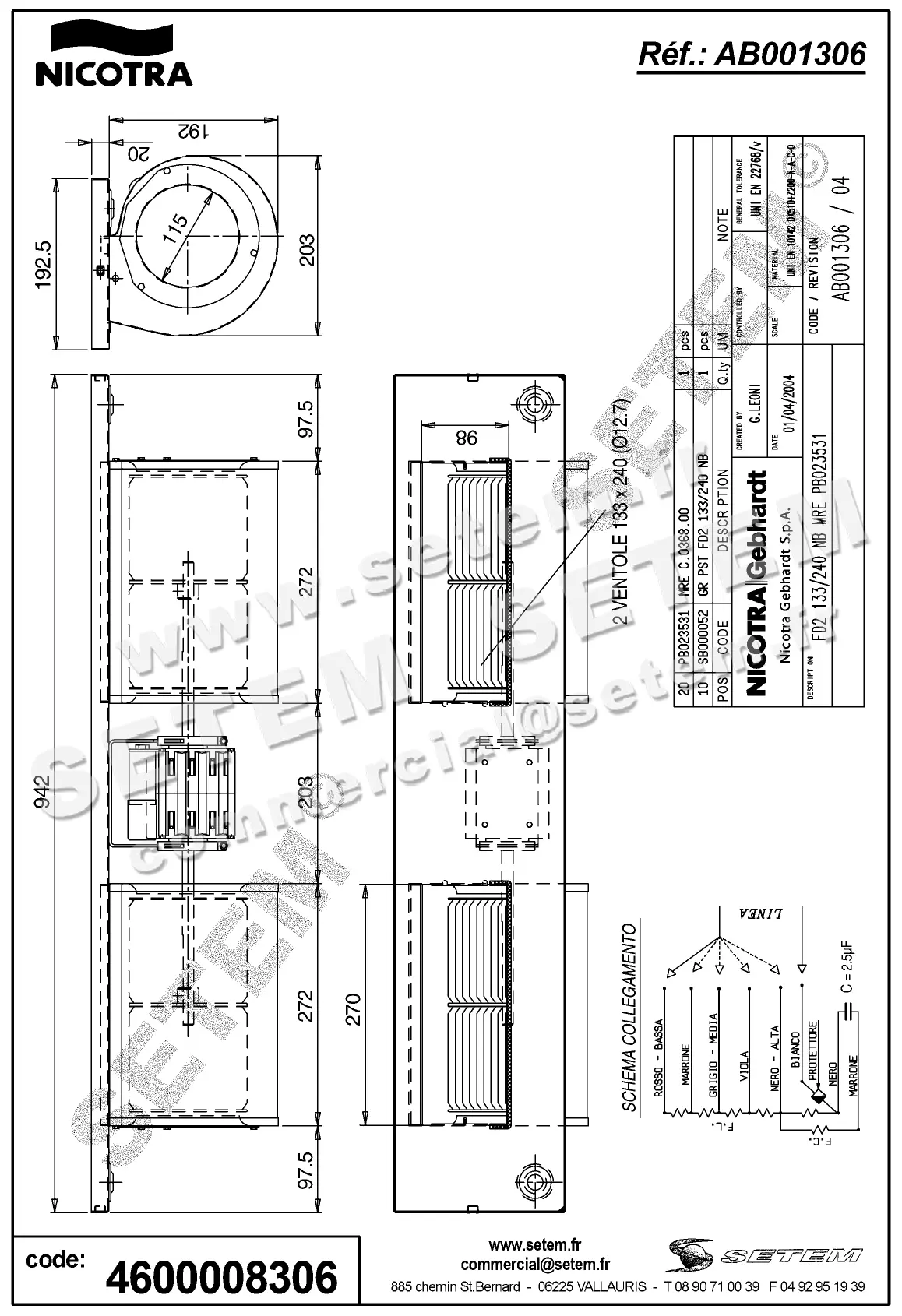 4624008306-GMV NICOTRA GEBHARDT FD2.133/240 PB023531 *AB001306* 2