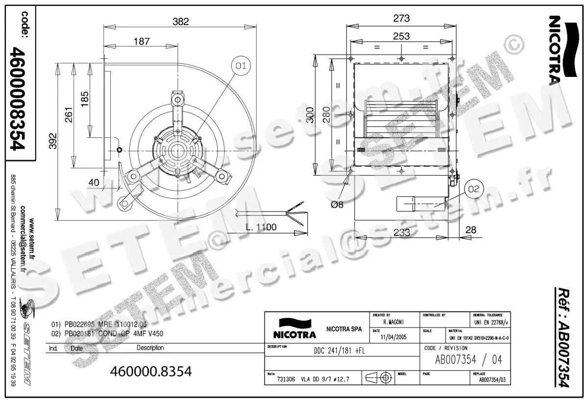 4624008354-VENTILATEUR NICOTRA GEBHARDT DDC241X181 122W 6P M230V 1V PB022695 +BR *AB007354* 2