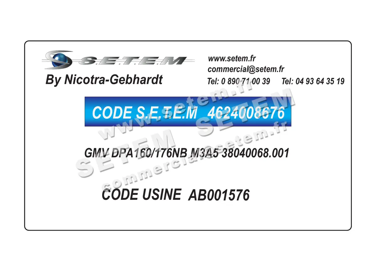 4624008676-GMV NICOTRA GEBHARDT DPA160/176NB M3A5 "38040068.001" *AB001576* 2