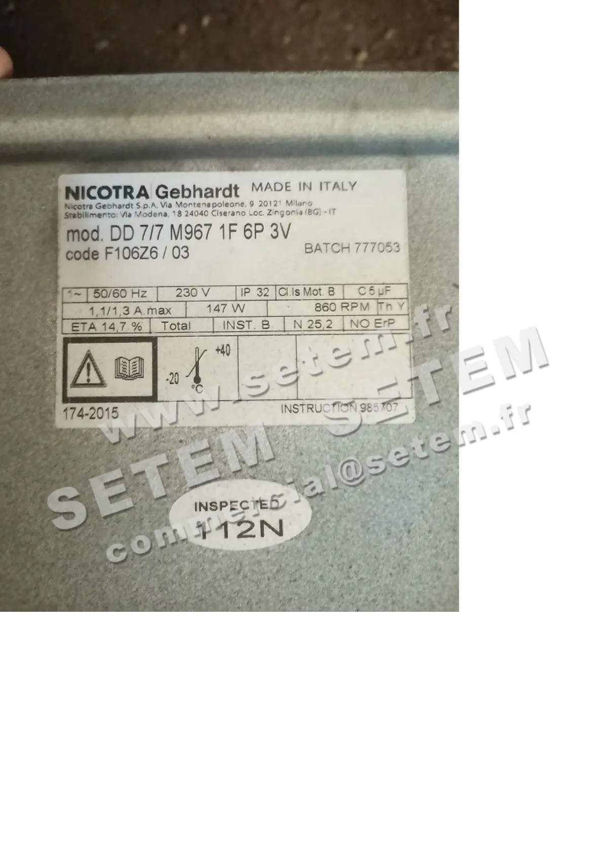 4624008953-VENTILATEUR NICOTRA GEBHARDT DD7/7 147W 6P M230V 3V M967 *F106Z6*