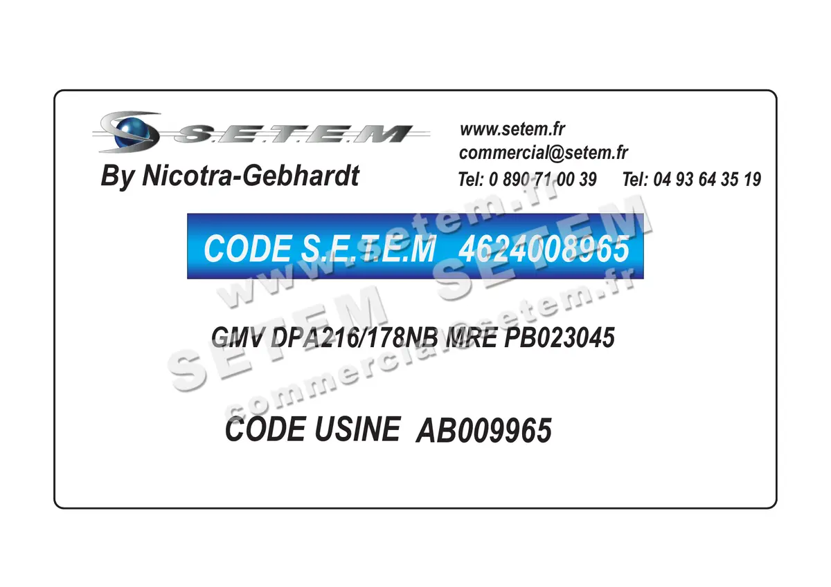 4624008965-GMV NICOTRA GEBHARDT DPA216/178NB MRE PB023045 *AB009965* 4