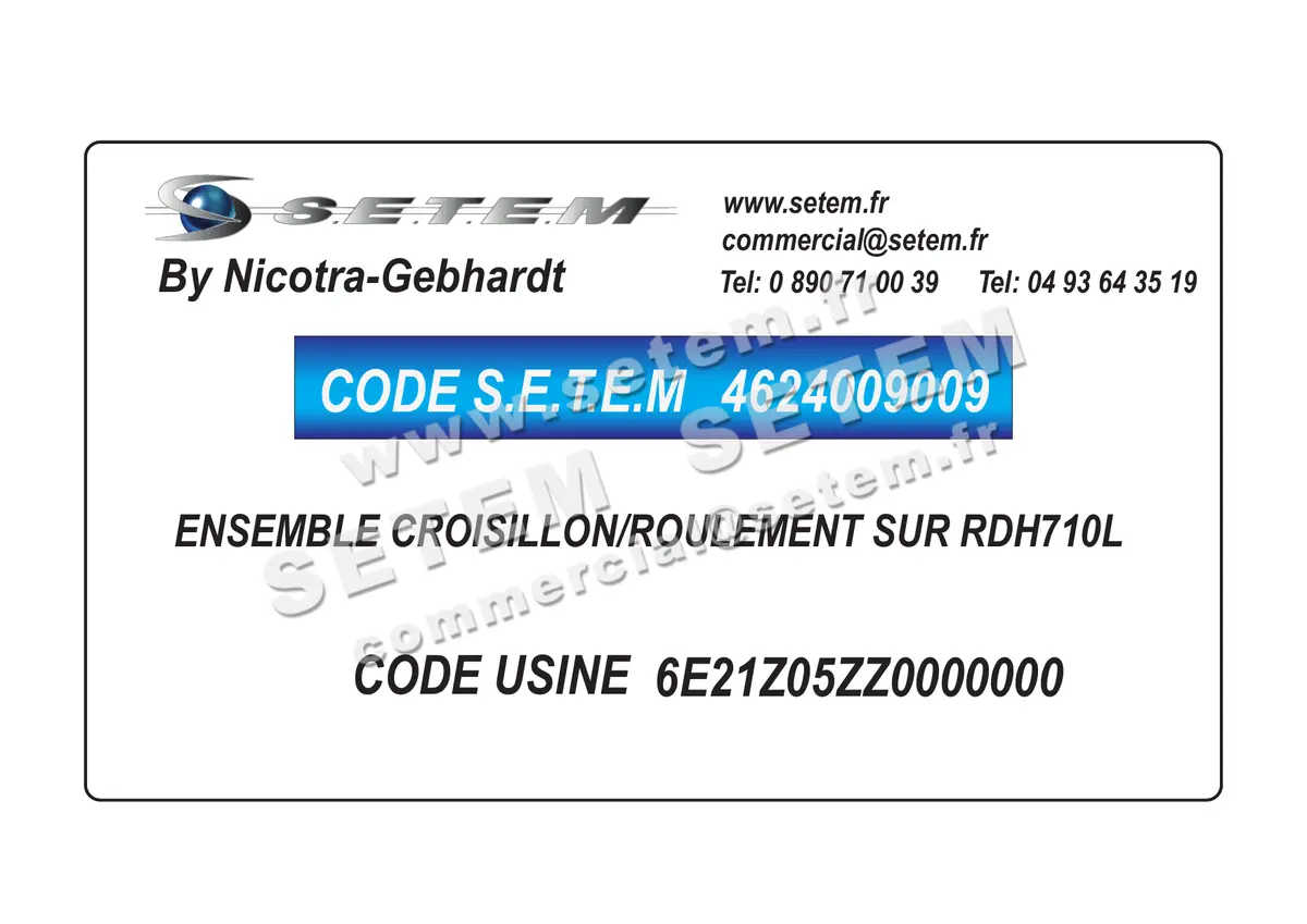 4624009009-ENSEMBLE CROISILLON/ROULEMENT SUR RDH710L NICOTRA GEBHARDT