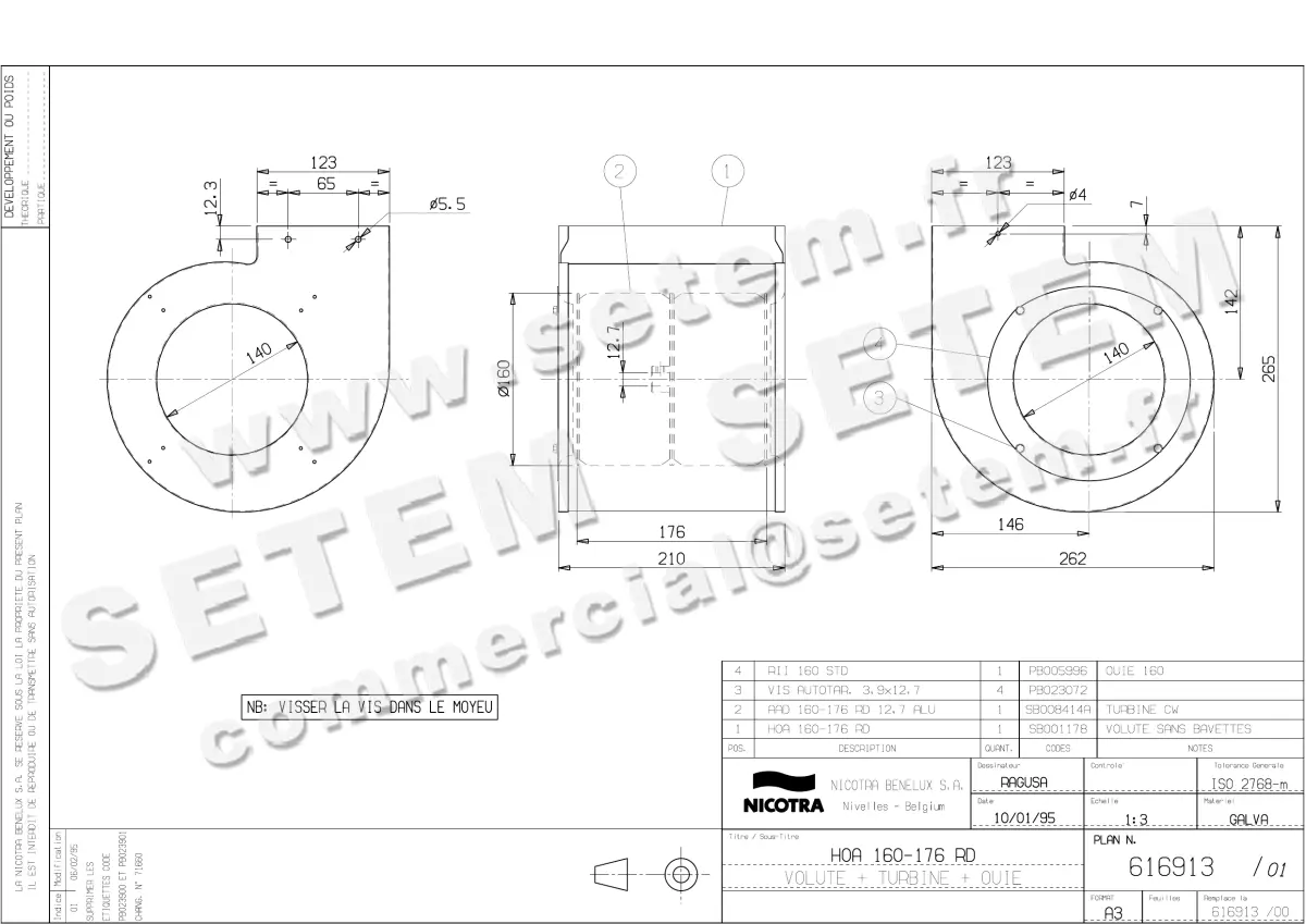 4624009011-ENSEMBLE VOLUTE/TURBINE NICOTRA GEBHARDT SM160/176RD *616913* 2