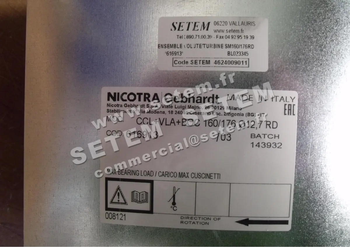 4624009011-ENSEMBLE VOLUTE/TURBINE NICOTRA GEBHARDT SM160/176RD *616913* 3