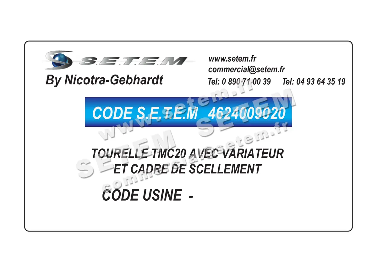 4624009020-TOURELLE NICOTRA GEBHARDT TMC20 AVEC VARIATEUR ET CADRE DE SCELLEMENT 2