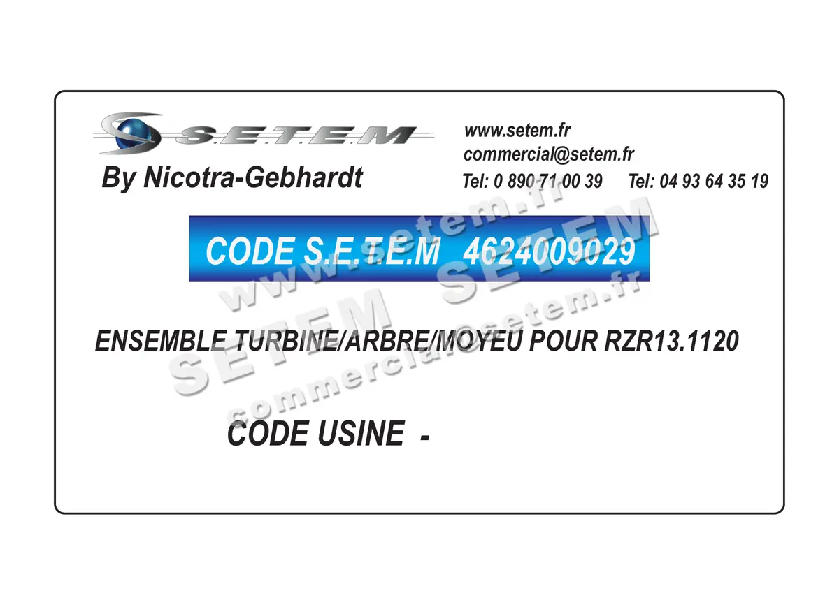 4624009029-ENSEMBLE TURBINE/ARBRE/MOYEU NICOTRA GEBHARDT POUR RZR13.1120
