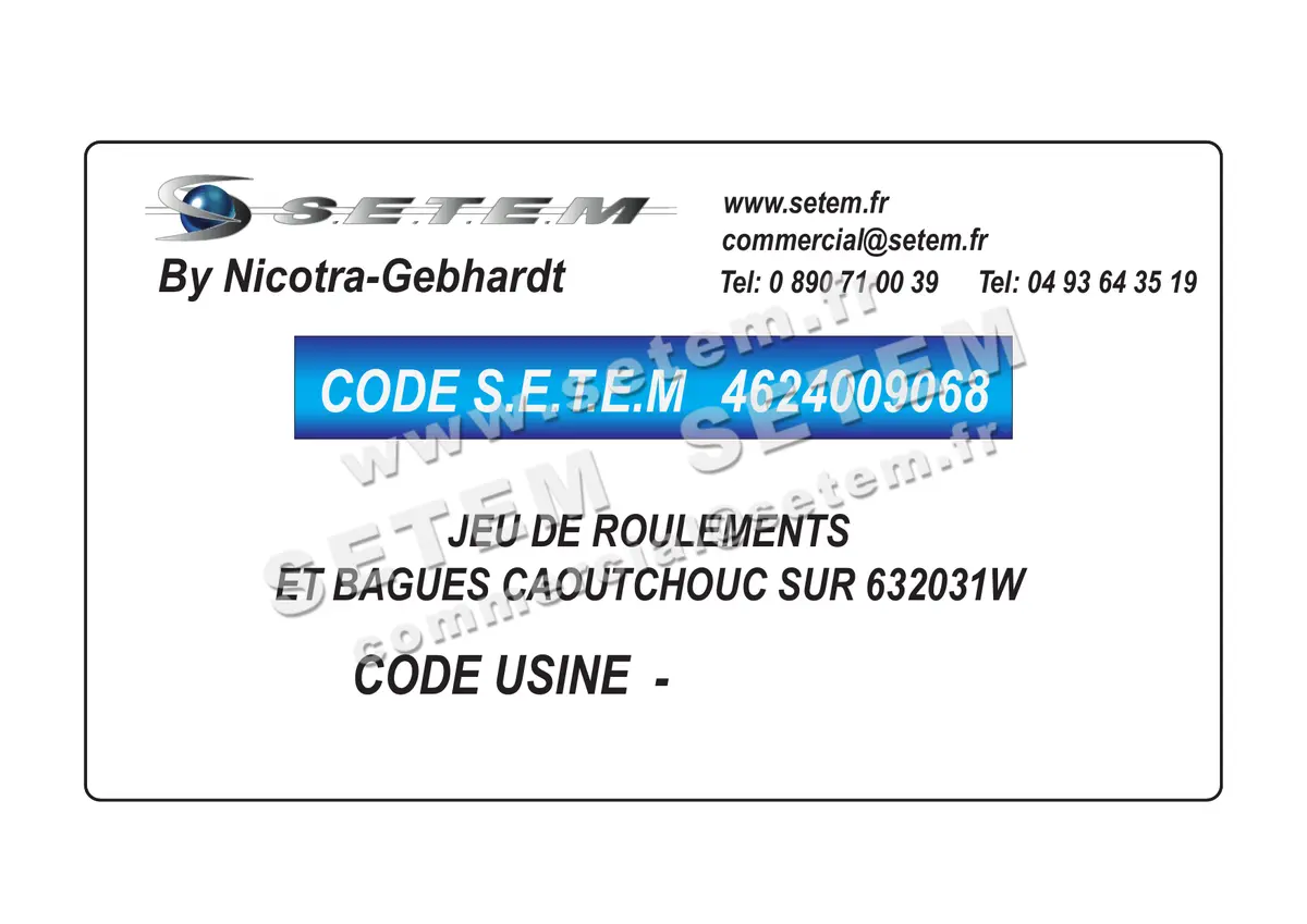 4624009068-JEU DE ROULEMENTS ET BAGUES CAOUTCHOUC SUR 632031W NICOTRA GEBHARDT