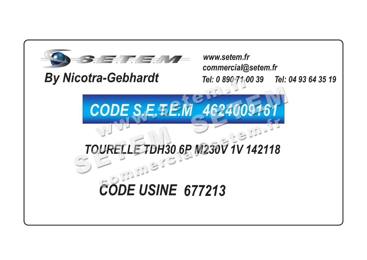 4624009161-TOURELLE NICOTRA GEBHARDT TDH30 6P M230V 1V 142118 *677213* 2