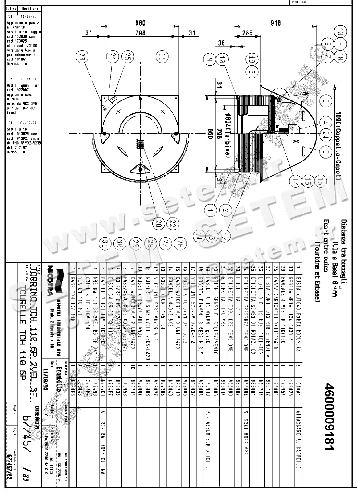 4624009181-TOURELLE NICOTRA GEBHARDT TDH110 6P T400V 1V *677457*