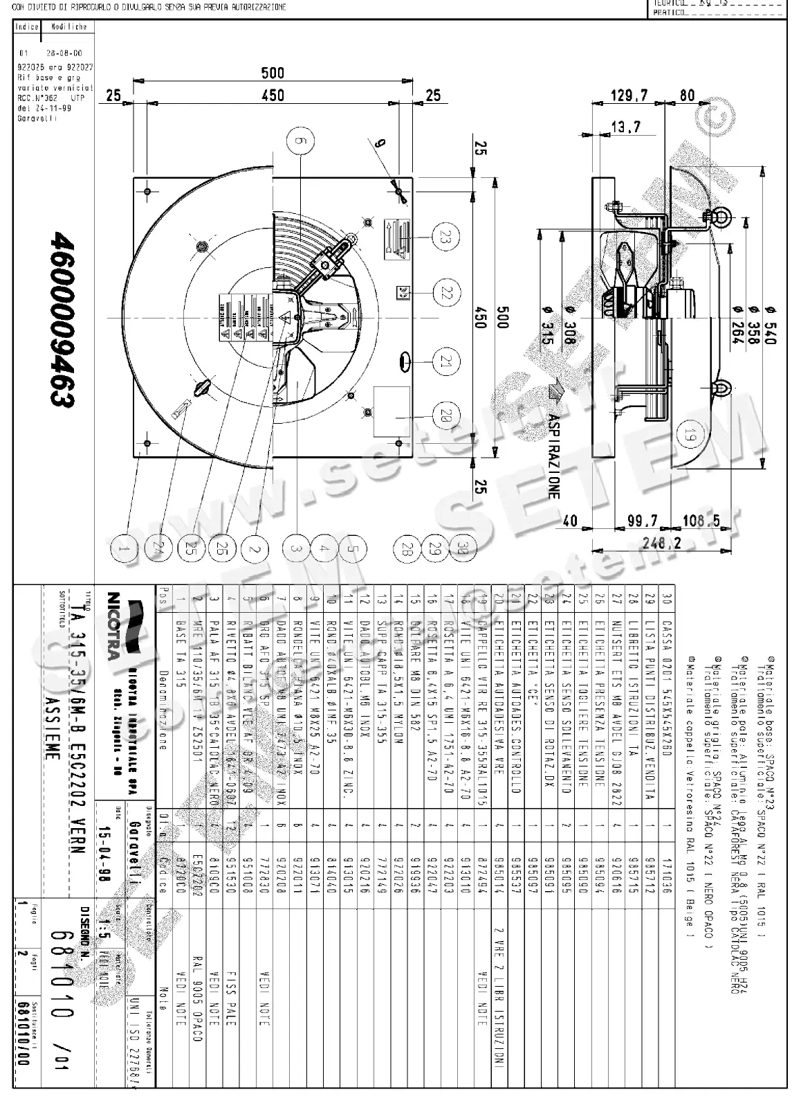 4624009463-TOURELLE NICOTRA GEBHARDT TA315 6P M230V 1V *681010*