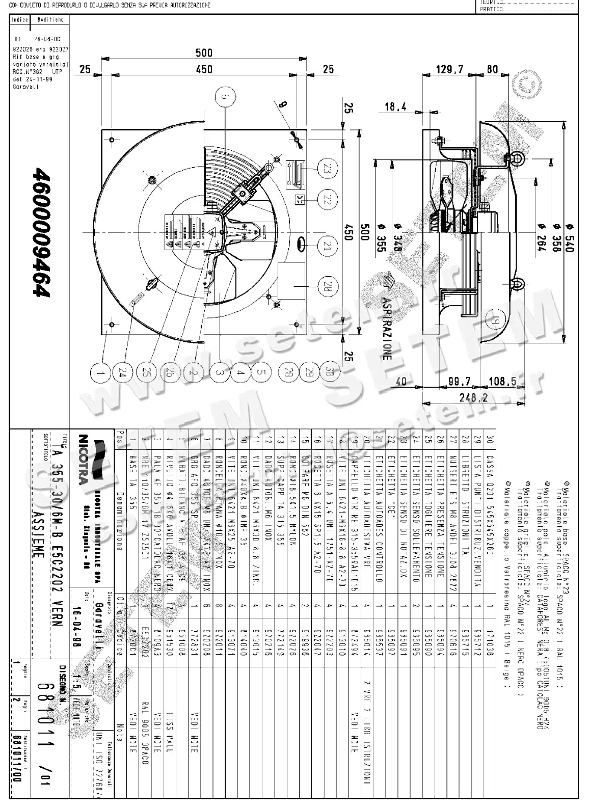 4624009464-TOURELLE NICOTRA GEBHARDT TA355 6P M230V 1V *681011*