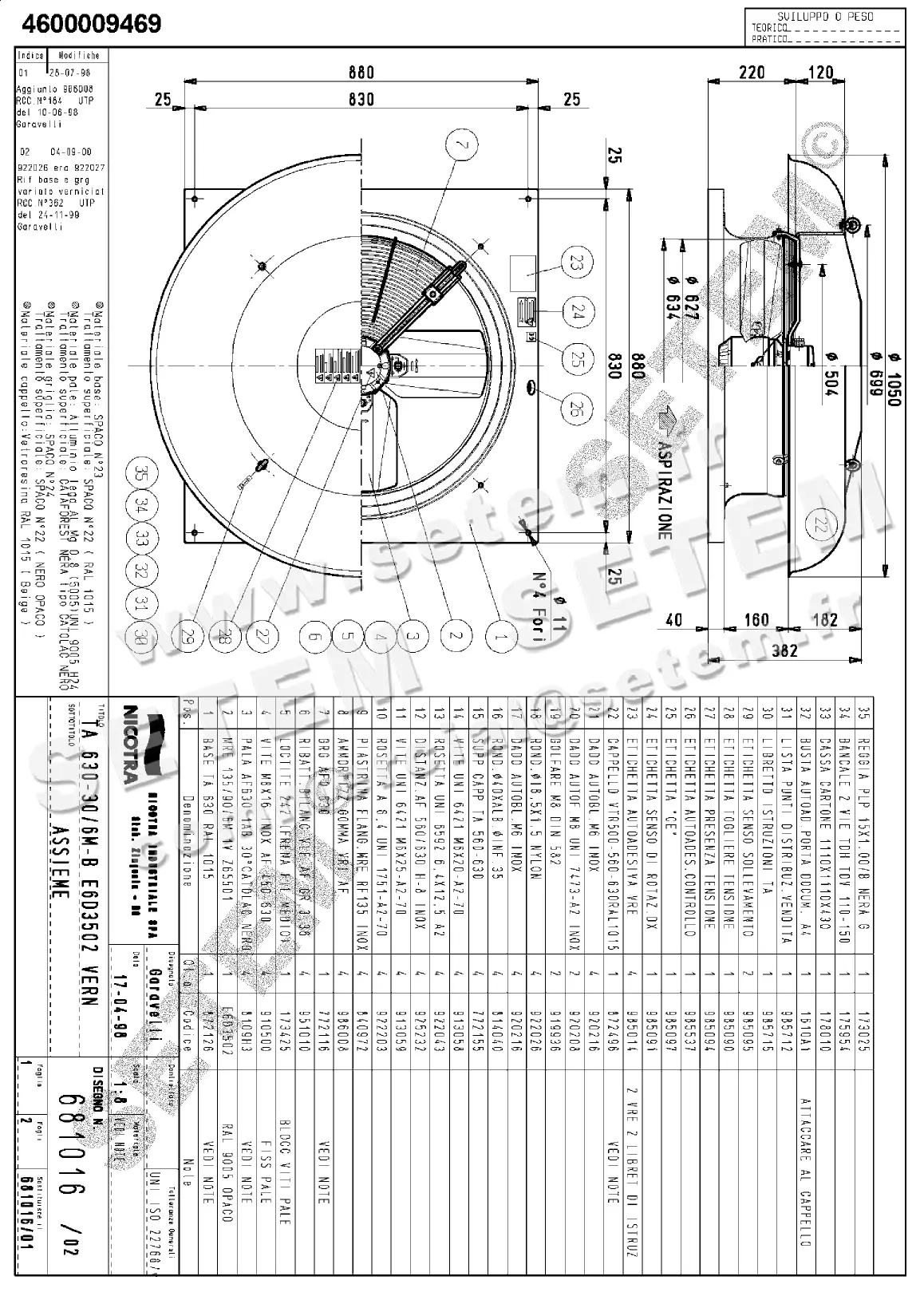 4624009469-TOURELLE NICOTRA GEBHARDT TA630 6P M230V 1V *681016*