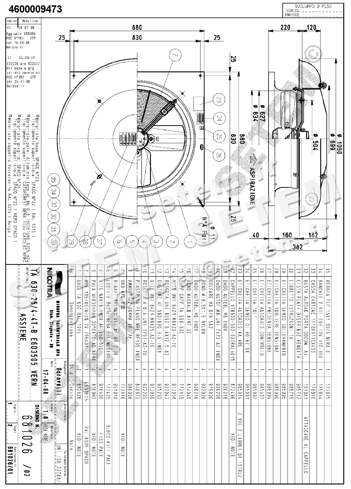 4624009473-TOURELLE NICOTRA GEBHARDT TA630 6P T400V 1V *681026*
