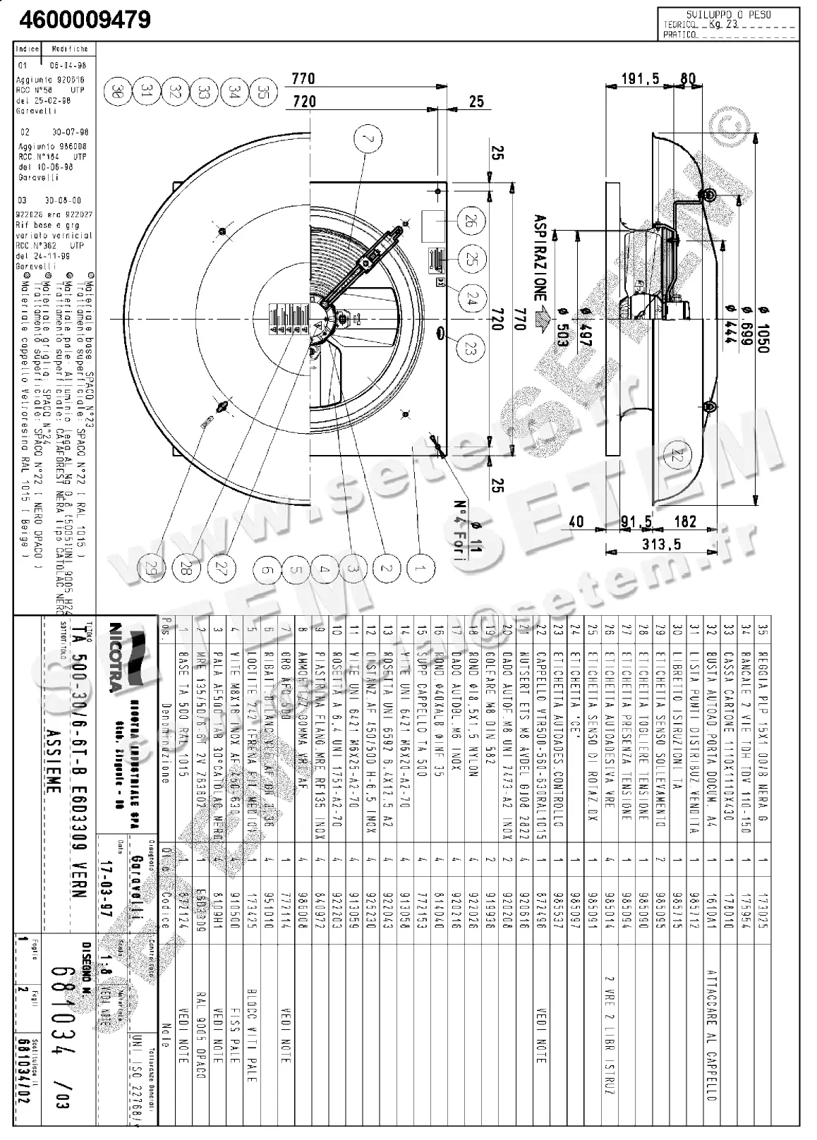 4624009479-TOURELLE NICOTRA GEBHARDT TA500 6P T400V 1V *681034*