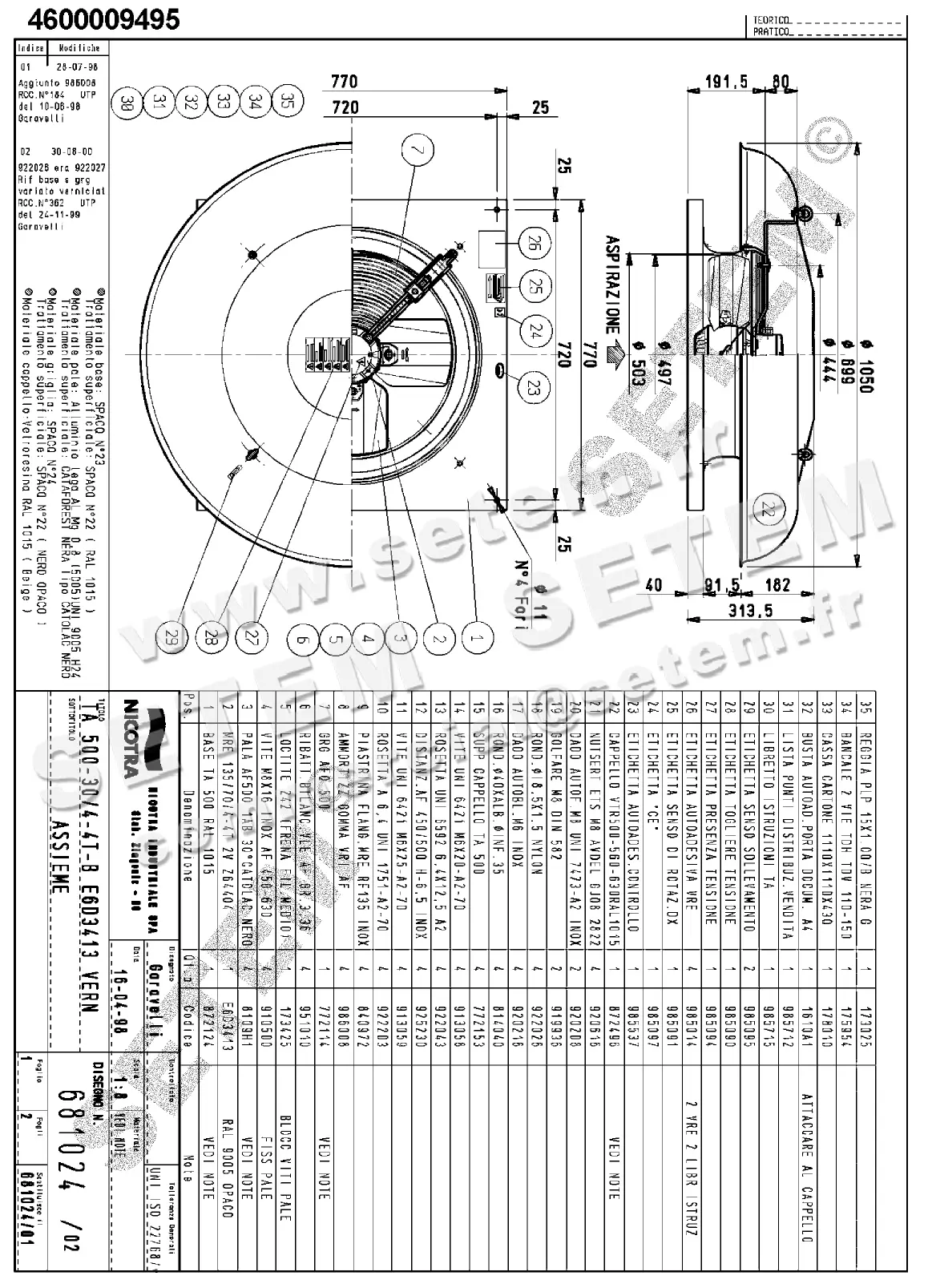 4624009495-TOURELLE NICOTRA GEBHARDT TA500 4P T400V 1V *681024*