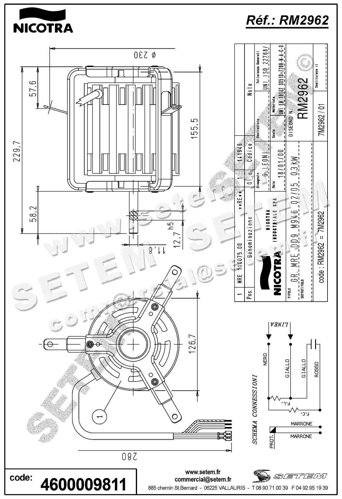 4624009811-MOTEUR NICOTRA GEBHARDT 11U07500 +BRAS 2