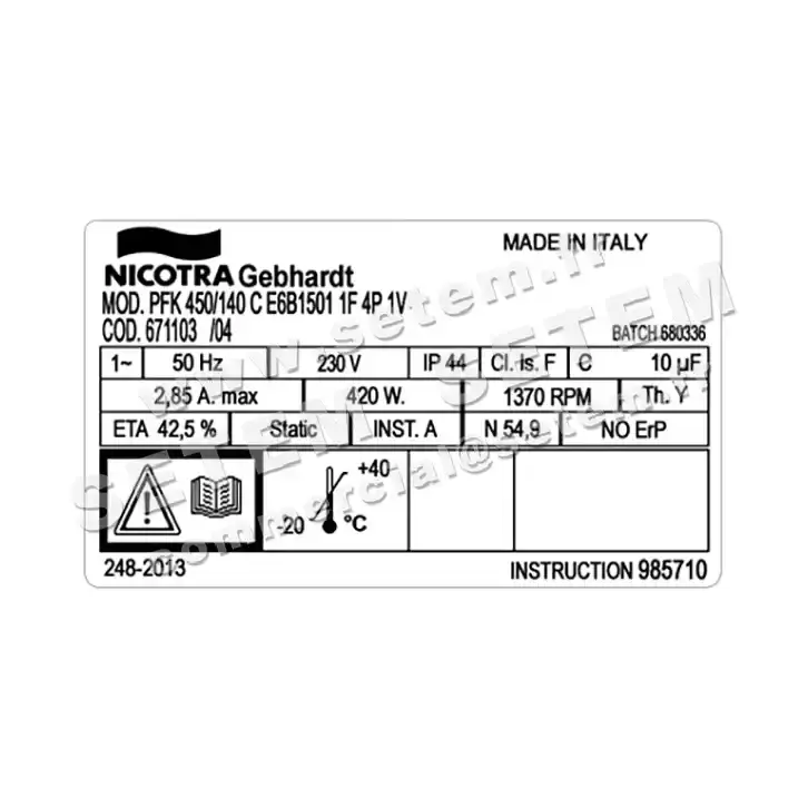 4624009857-MOTOTURBINE NICOTRA GEBHARDT PFK450/140C 420W 4P M230V 1V E6B1501 *671103* 3