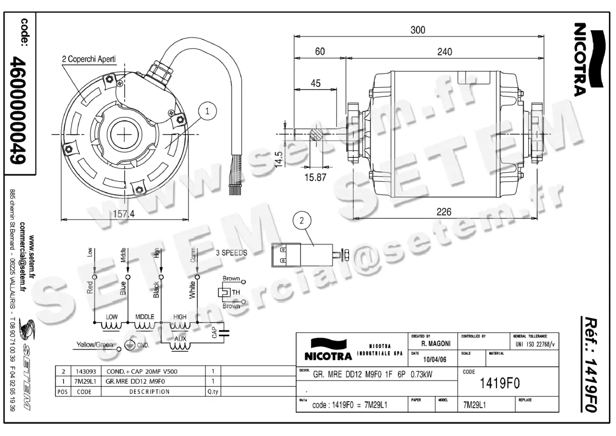 4624500049-MOTEUR NICOTRA K60635M01457 *1419F0* 2