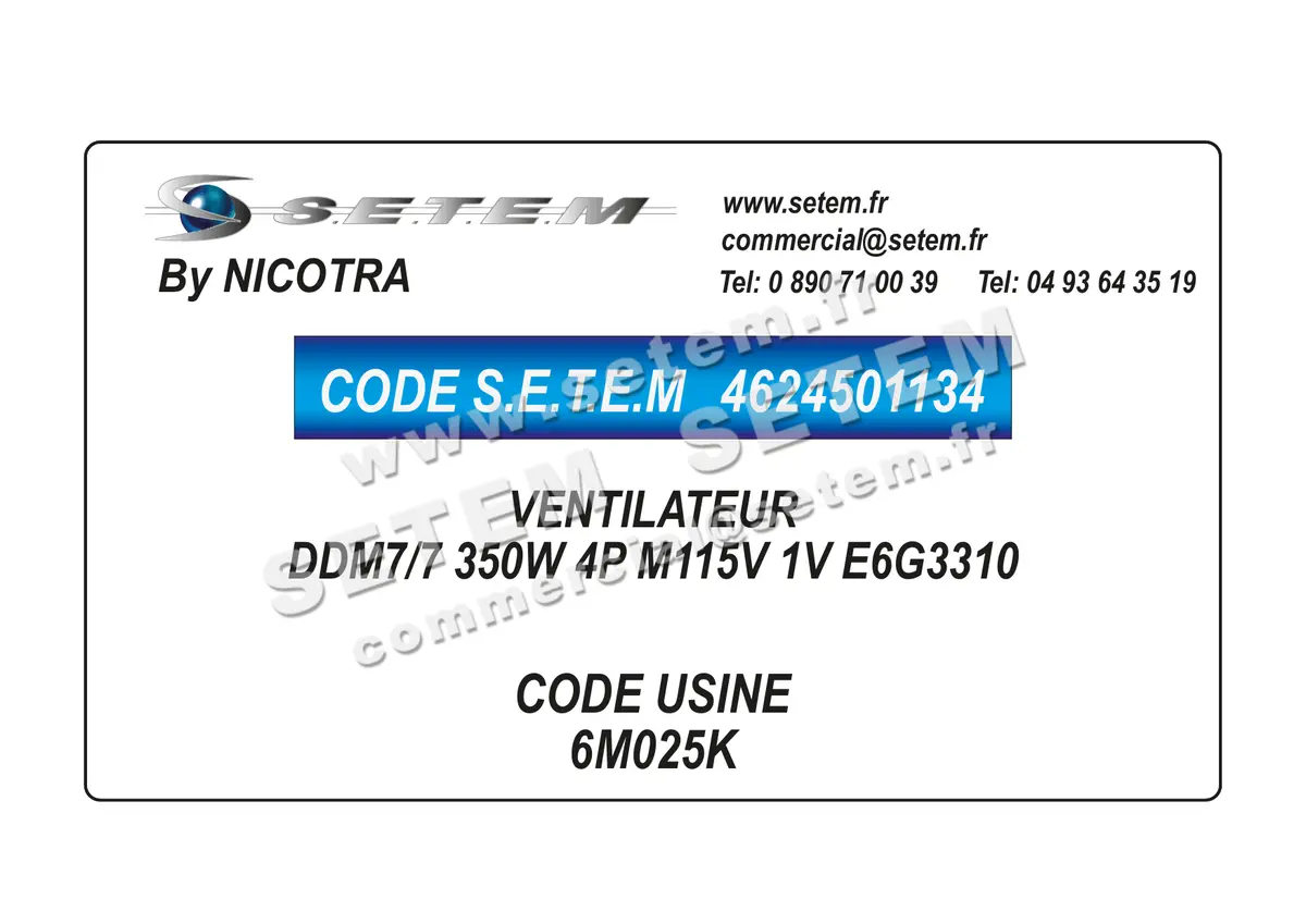 4624501134-VENTILATEUR NICOTRA DDM7/7 350W 4P M115V 1V E6G3310 *6M025K* 2