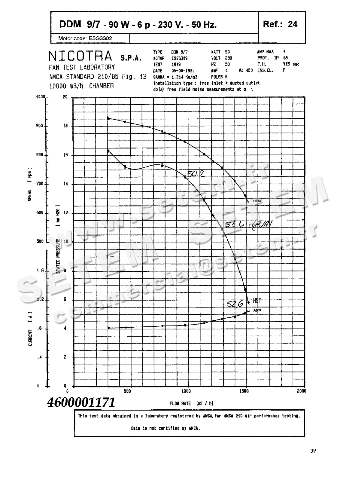 4624501171-VENTILATEUR NICOTRA DDM9/7 90W 6P M230V 1V E5G3302 +BB *6M022R*