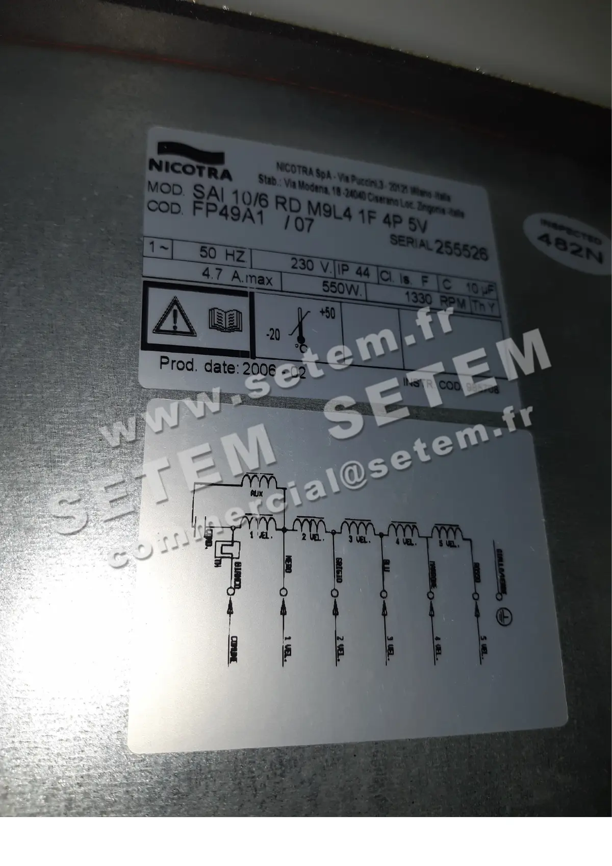 4624501712-VENTILATEUR NICOTRA SAI10/6RD 550W 4P M230V 5V M9L4 *FP49A1*