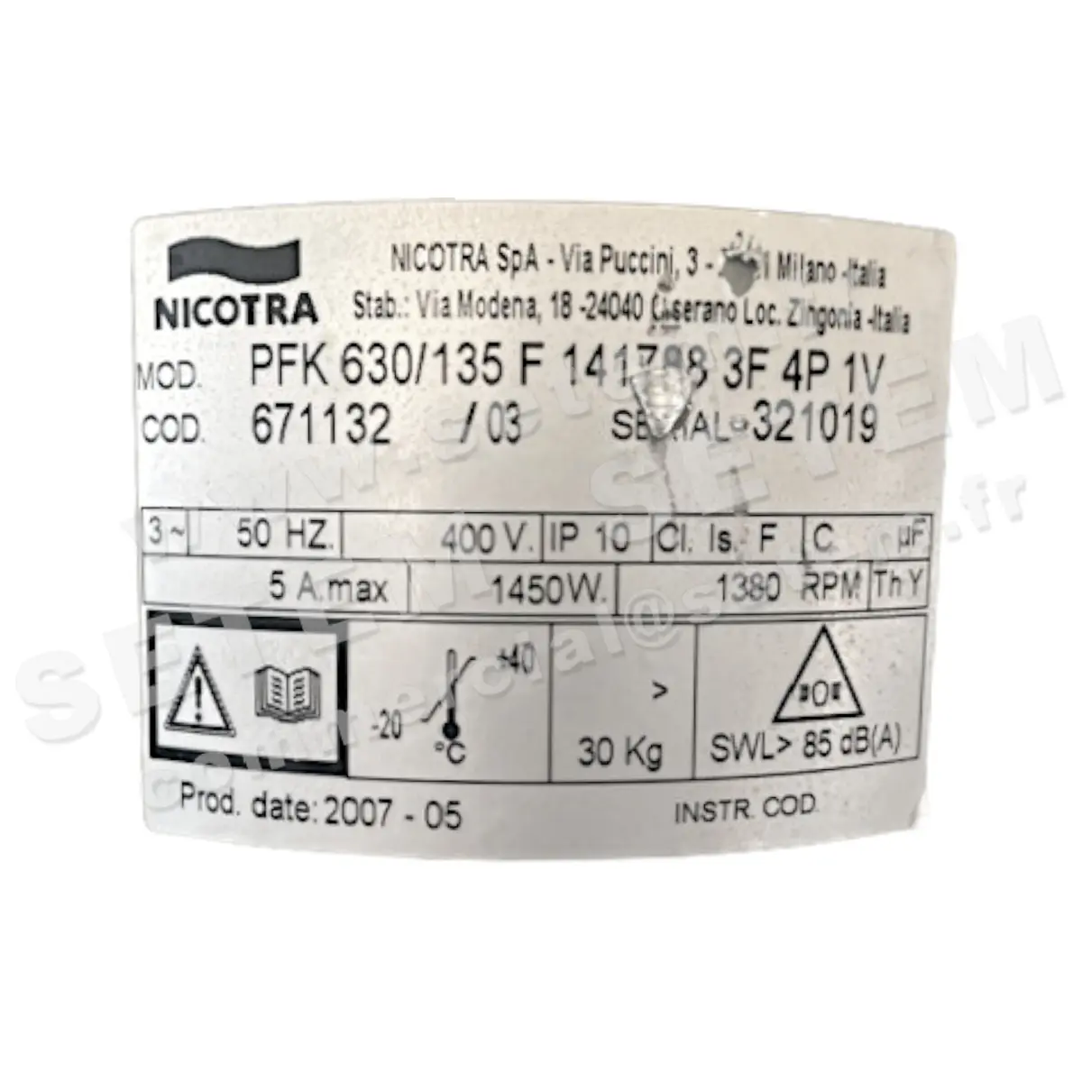 4624509860-MOTOTURBINE NICOTRA PFK630/135F 1450W 4P T400V 1V 141788 *671132*