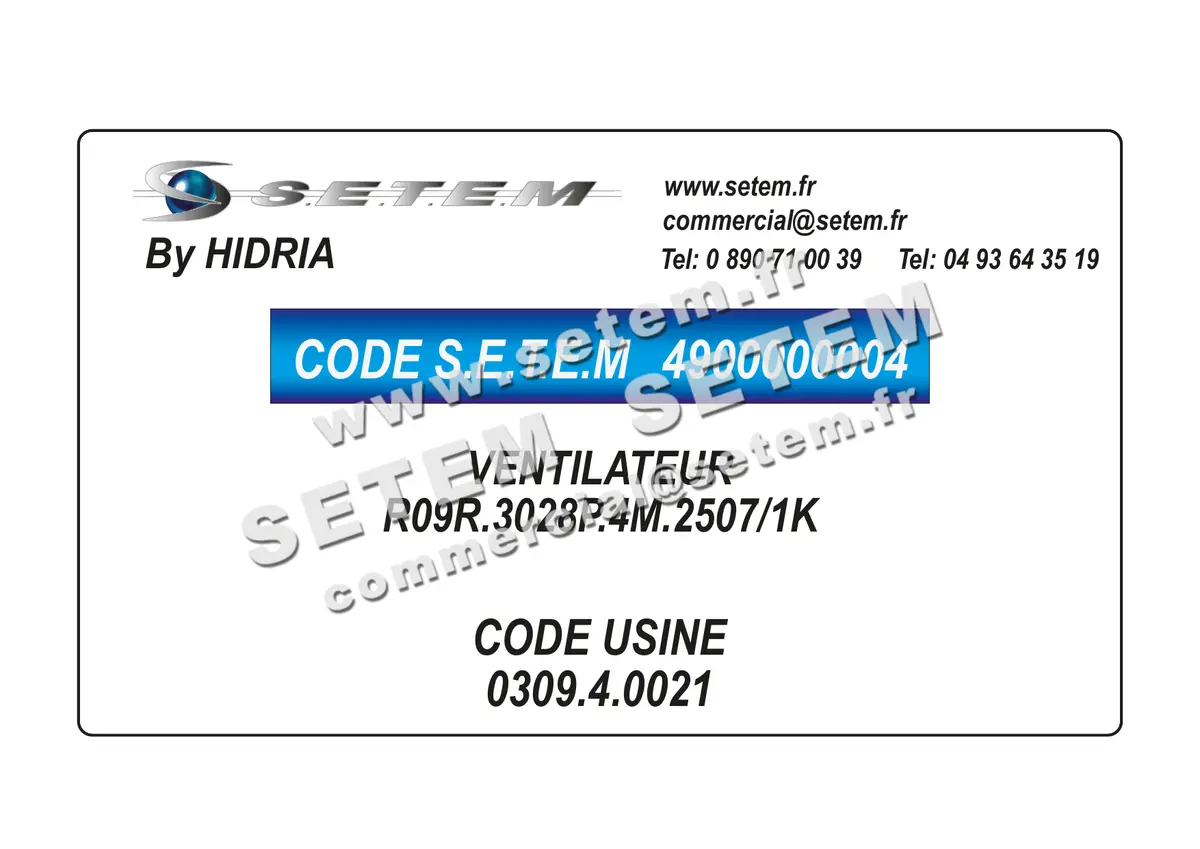 4900000004-VENTILATEUR HF R09R.3028P.4M.2507/1K *0309.4.0021* 3