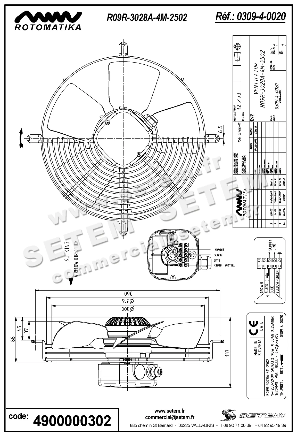 4900000302-VENTILATEUR HF R09R.3028A.4M.2506/1 *309.4.0020*
