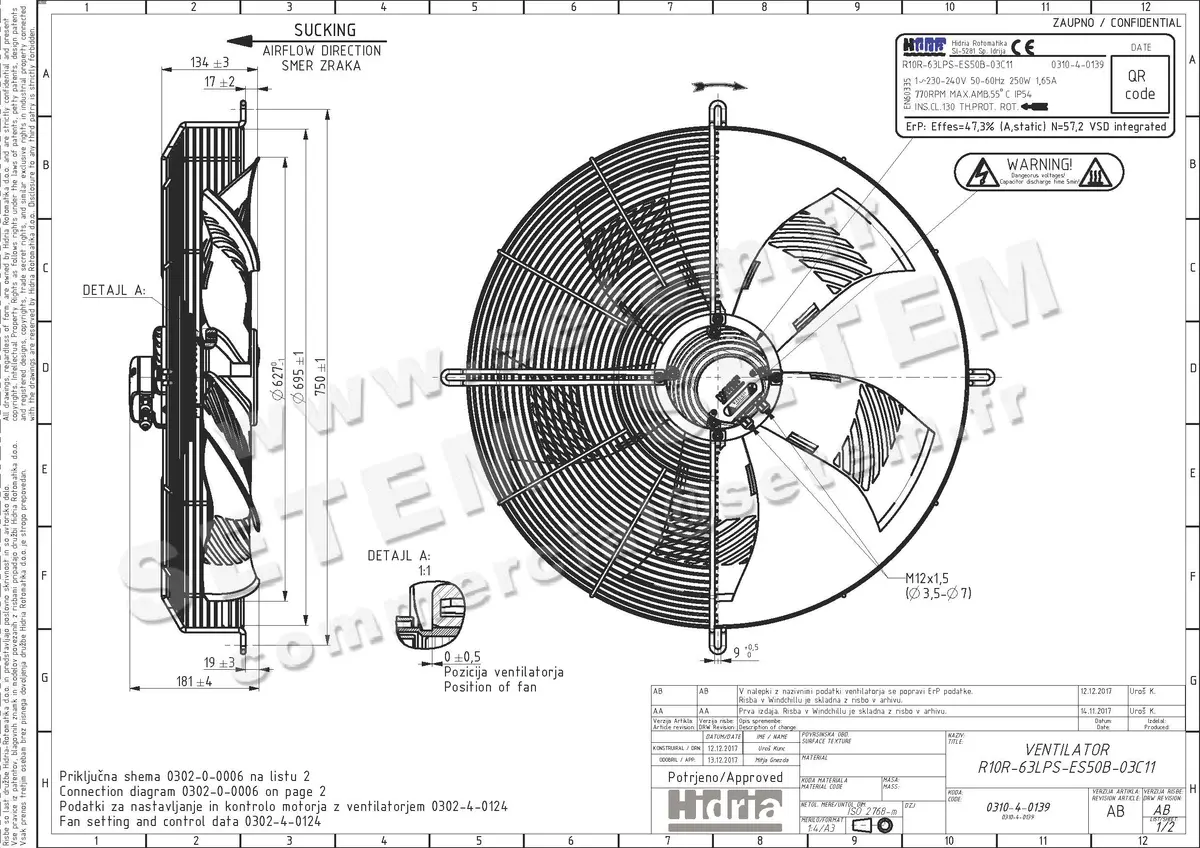 4900001742-VENTILATEUR HF R10R-63LPS-ES50B-03C11 *0310-4-0139*