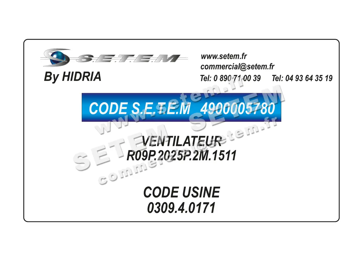 4900005780-VENTILATEUR HF R09P.2025P.2M.1511 *0309.4.0171*
