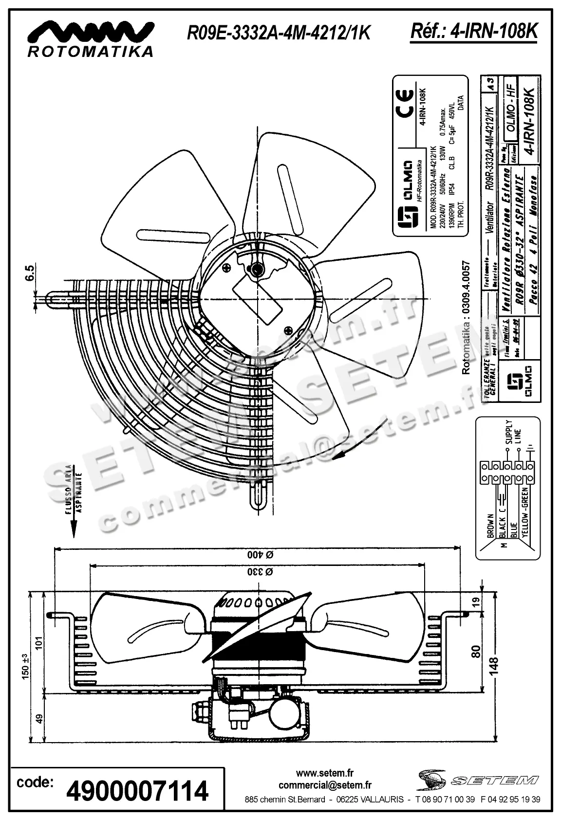 4900007114-VENTILATEUR HF R09R.3332A.4M.4212/1K *309.4.0057* 2