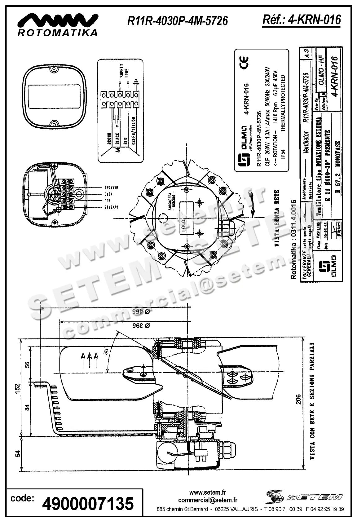 4900007135-VENTILATEUR HF R11R.4030P.4M.5726 *4KRN016* 2