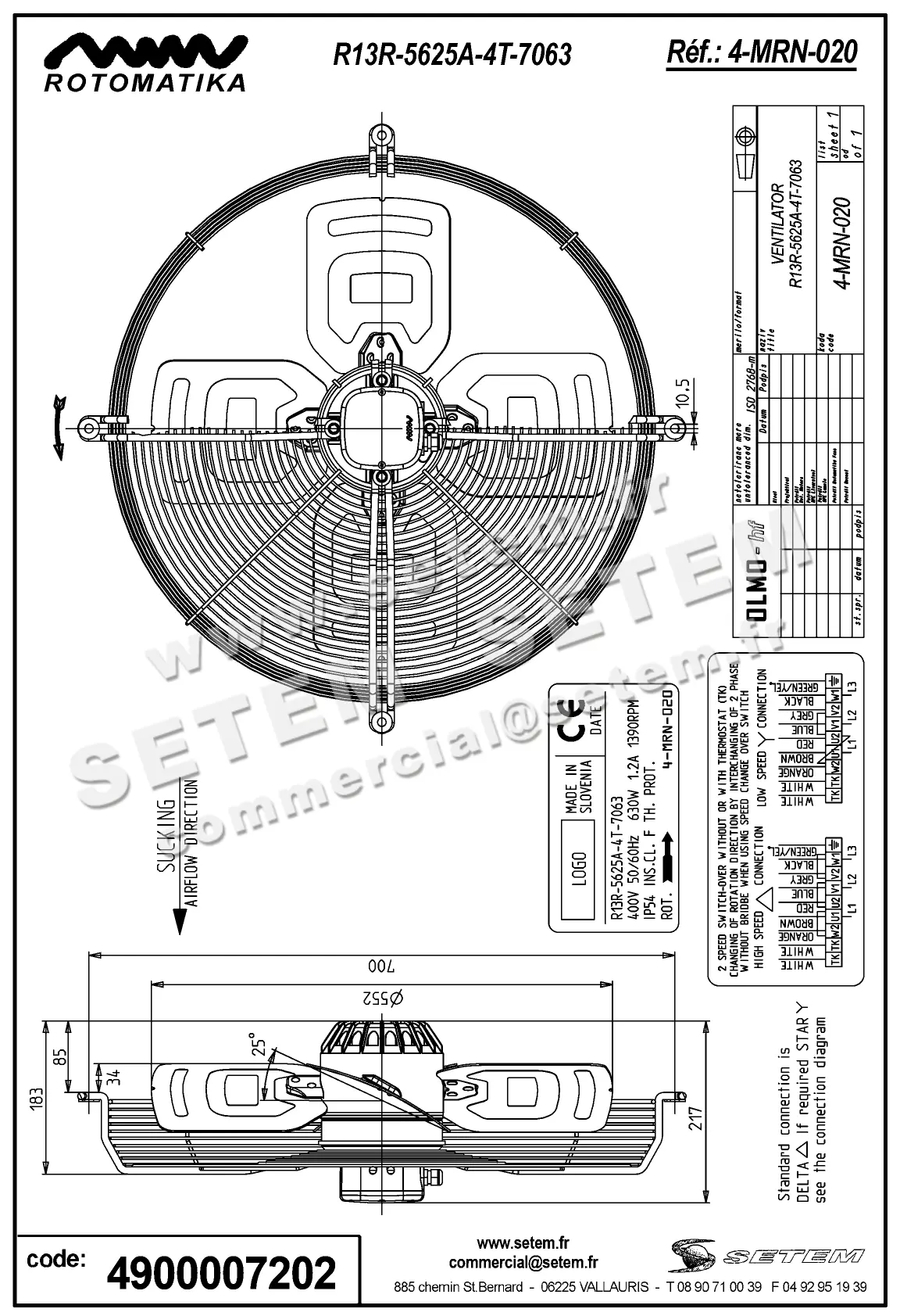 4900007202-VENTILATEUR HF R13R.5625A.4T.7063 *4MRN020* 2