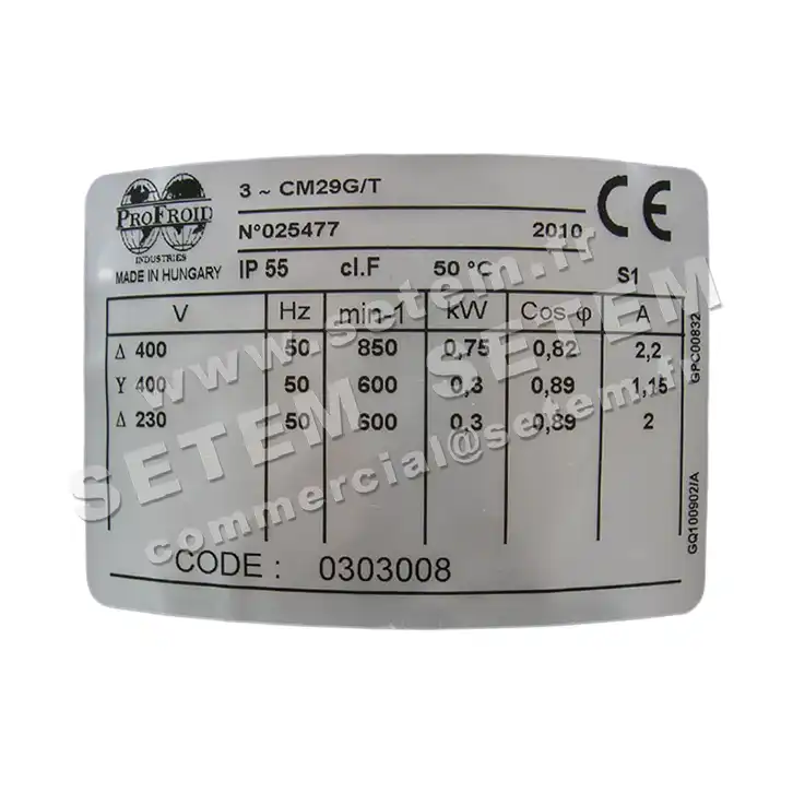 5167000015-MOTEUR PROFROID CM29G/T 750/300W 6/8P T230/400V *0303008* 2