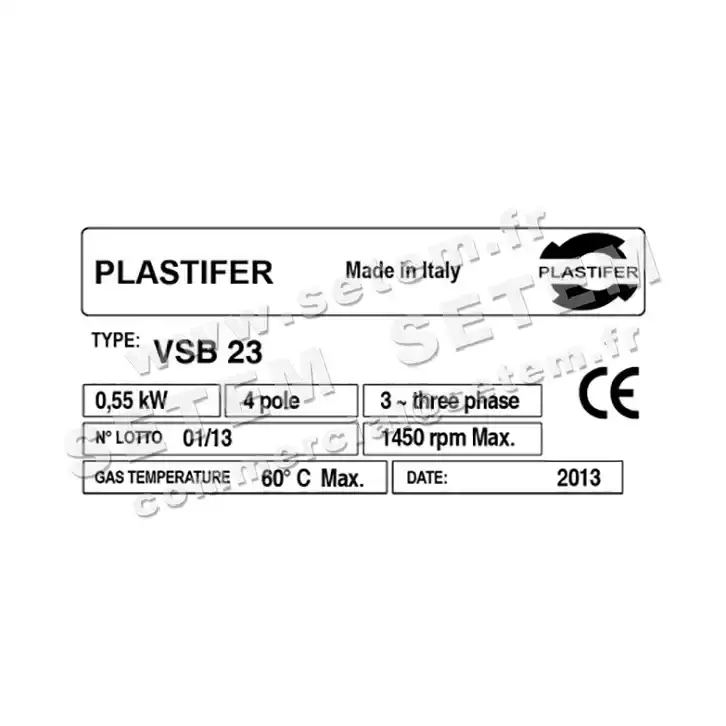 5179007165-VENTILATEUR PLASTIFER VSB23PP B LG 225° 0.55KW 4P T230/400V 3