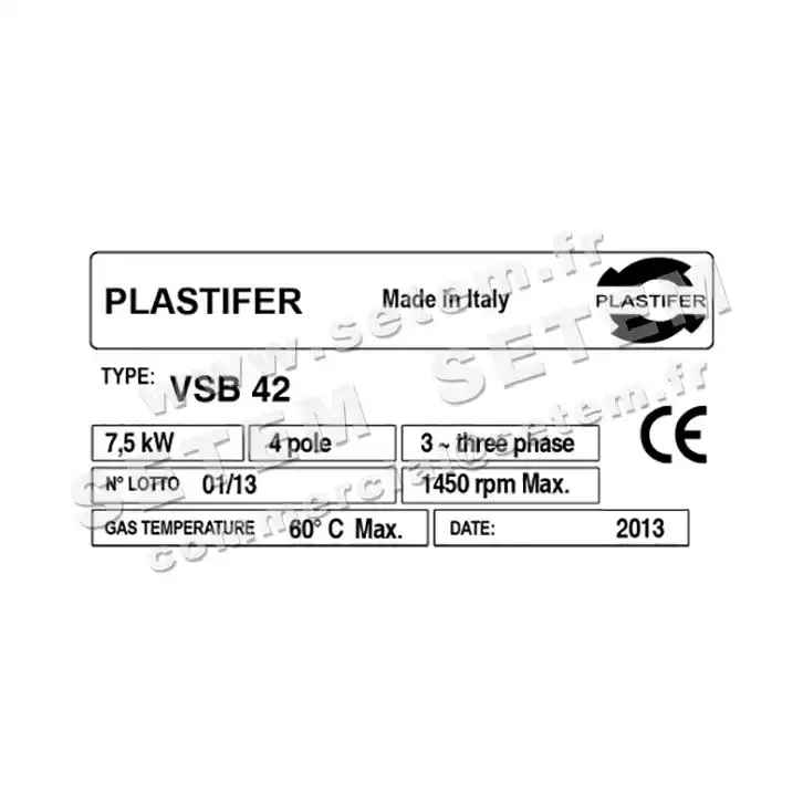 5179008390-VENTILATEUR PLASTIFER VSB42PP LG 0° 7.50KW 4P T230/400V 3