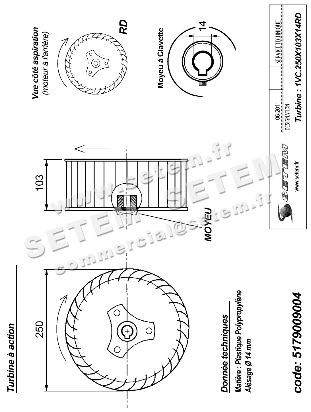 5179009004-TURBINE PLASTIFER 1VC.250X103X14RD POLYPROPYLENE VERT 2