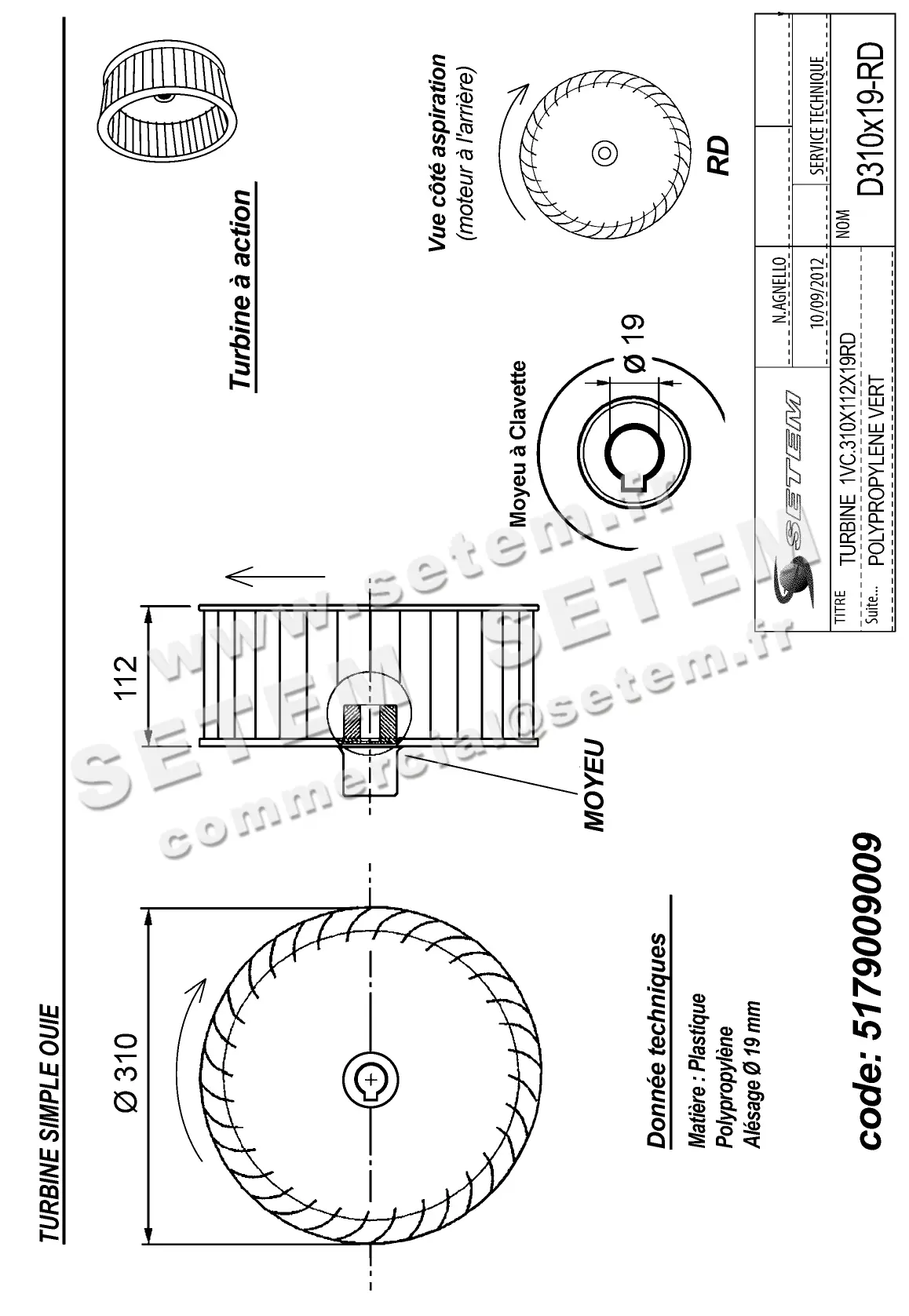 5179009009-TURBINE PLASTIFER 1VC.310X112X19RD POLYPROPYLENE VERT 2