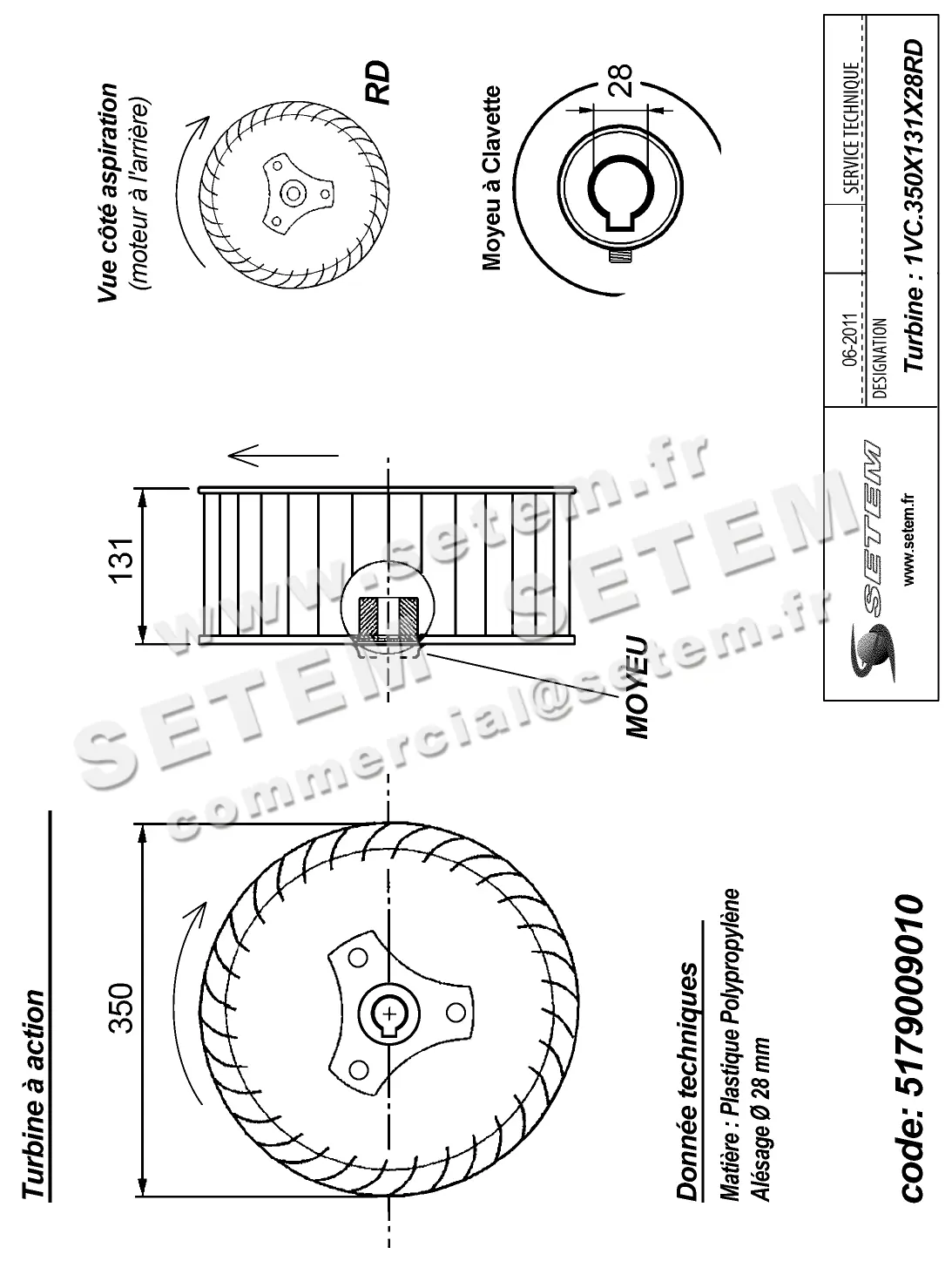 5179009010-TURBINE PLASTIFER 1VC.350X131X28RD POLYPROPYLENE VERT 2