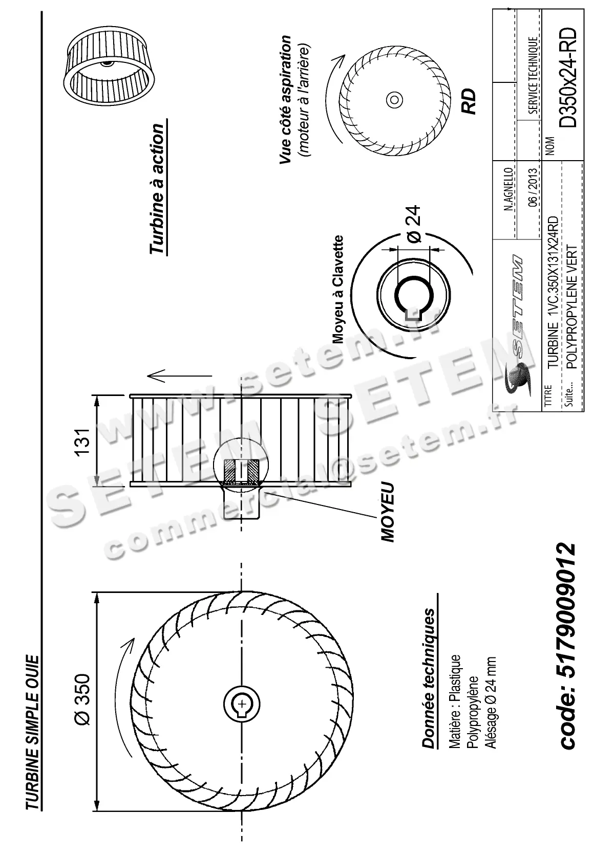 5179009012-TURBINE PLASTIFER 1VC.350X131X24RD POLYPROPYLENE VERT 3