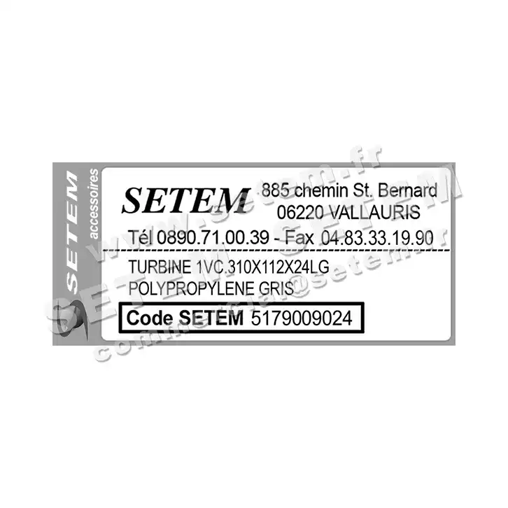 5179009024-TURBINE PLASTIFER 1VC.310X112X24LG POLYPROPYLENE GRIS 3