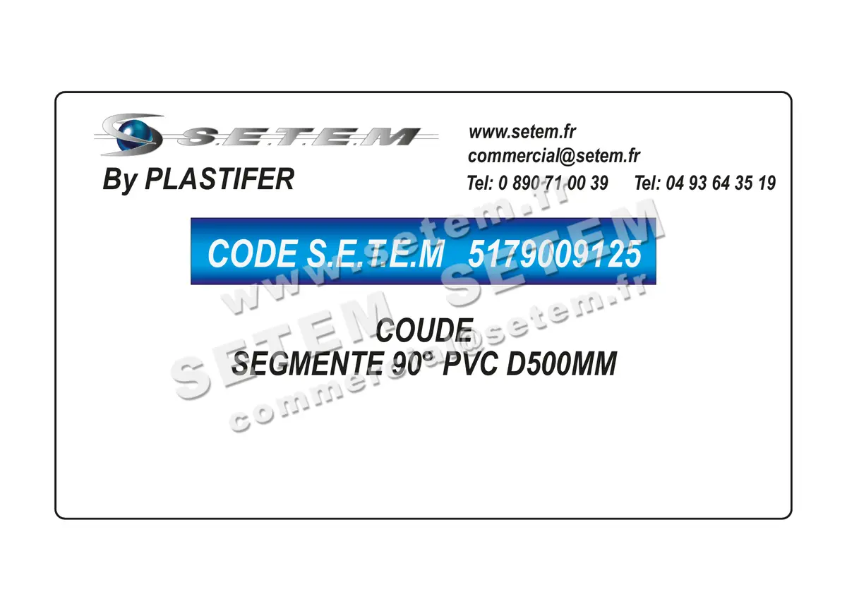 5179009125-COUDE SEGMENTE 90° PVC D500MM PLASTIFER