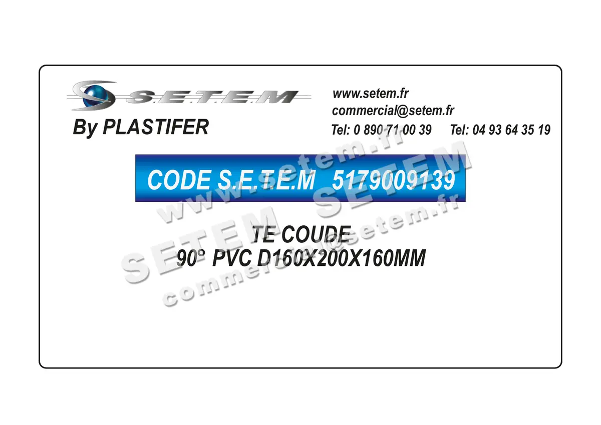 5179009139-TE COUDE 90° PVC D160X200X160MM PLASTIFER