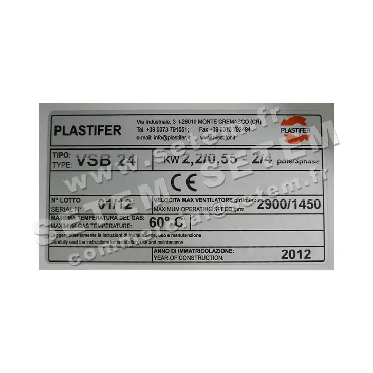 5179009776-VENTILATEUR PLASTIFER VSB24PP LG 270° 2.20/0.55KW 2/4P T400V 3