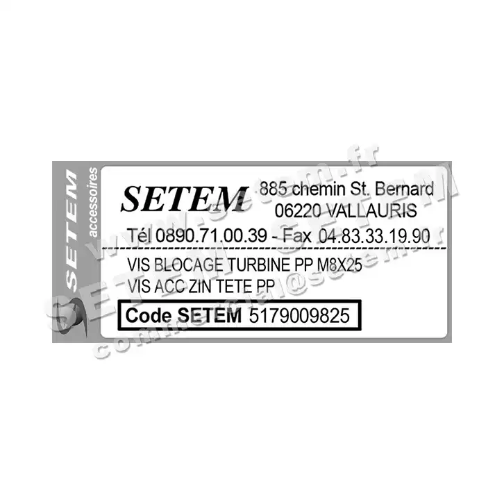 5179009825-VIS BLOCAGE TURBINE PLASTIFER PP M8X25 VIS ACC ZIN TETE PP 4
